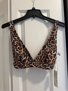 NWT Wolf & Whistle Leopard Print V-Neck Bikini Top